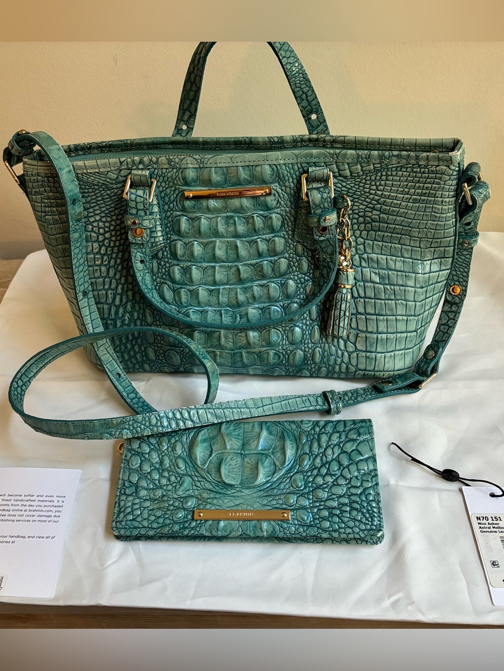 Brahmin Mini Asher Satchel / Crossbody Astral Melbourne & Ady Wallet
